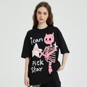 Devil Horn Skull Skeleton Tee: Dark Streetwear Fit