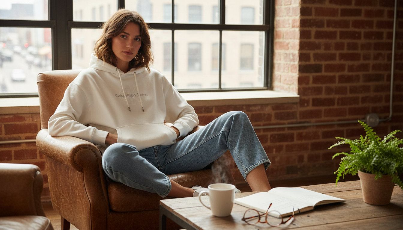 Calvin Klein Jeans Women’s Hoodie: Minimal, Layer-Ready