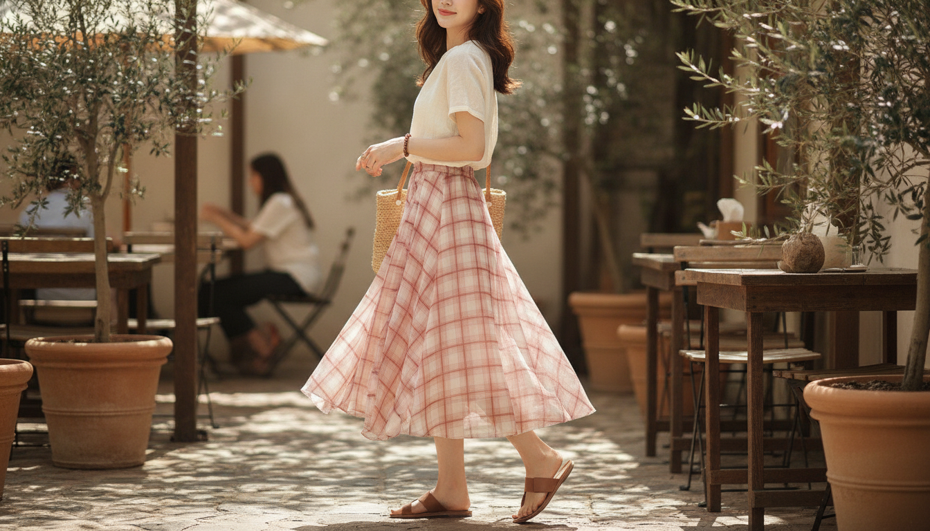 Retro Checkered Midi Skirt: Asym Hem Styling Guide