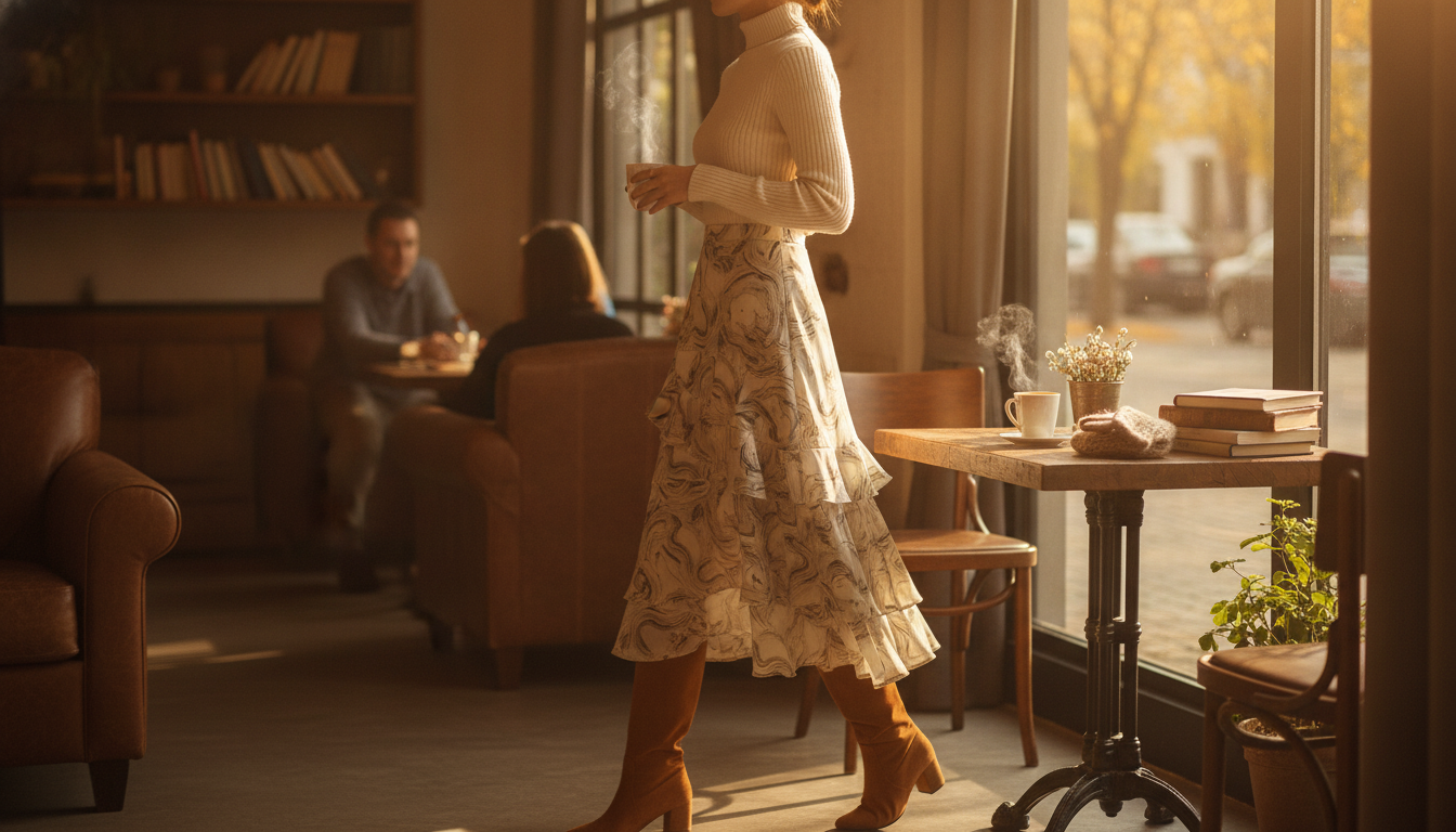 Asymmetric Ruffle Midi Skirt with Slit: Fall Styling Guide