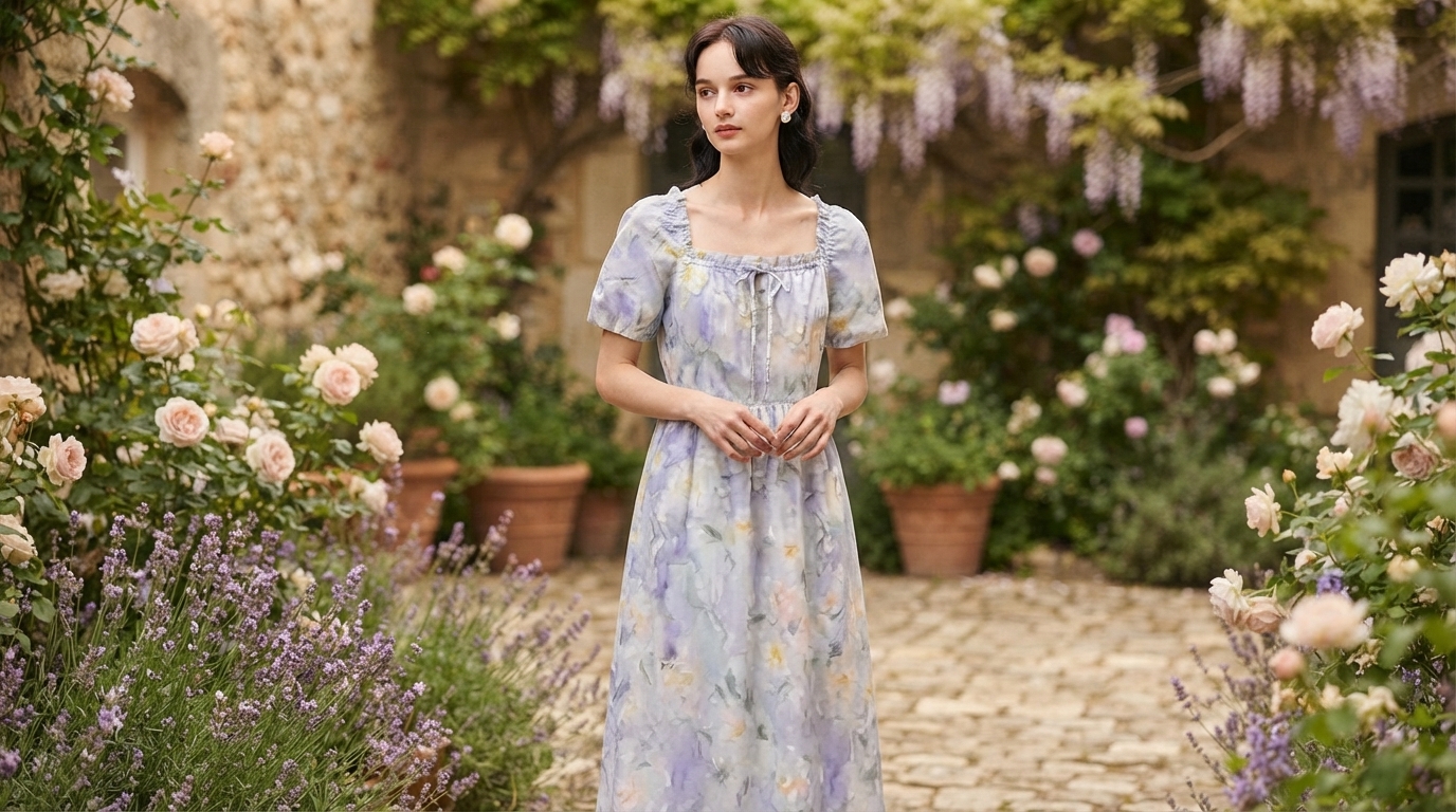 How to Style a Painterly Floral Cotton Puff-Sleeve Midi